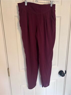Free People Wine Cropped High-Waist Tapered Pants